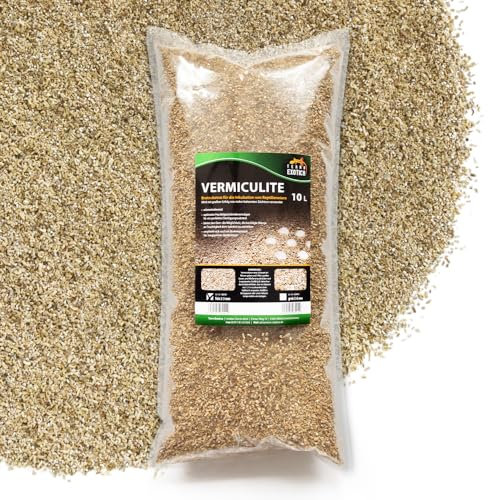Vermiculite fein 2-3 mm Terrarium Bodengrund - Terrariensubstrat Brutsubstrat für Reptilien - Inkubationssubstrat für Reptilieneier - steril, bakterien- und keimfrei (ca. 10 Liter)