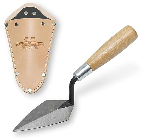 MARSHALLTOWN Archaeology Pointing Trowels, Wood Trowel Handle, 57mm Width, 114mm Length, With Leather Holster, Standard Pointing Trowel Pattern, Made In The USA, ATH45