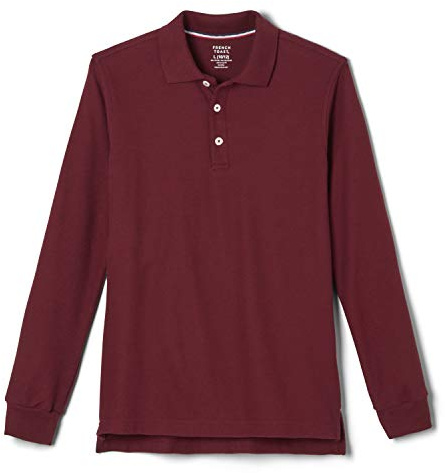 French Toast Kids' Husky Long Sleeve Pique Polo, Burgundy, 18-20 Husky