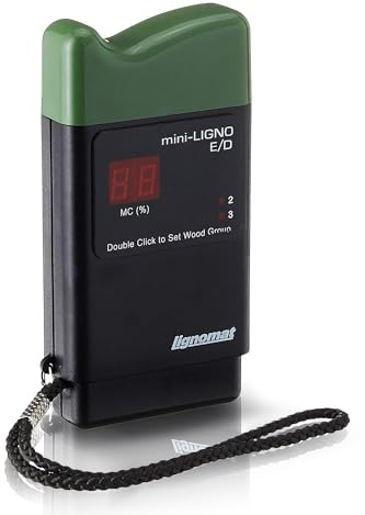 Lignomat Mini-Ligno E/D Pin Moisture Meter - Moisture Detector & Tester for Wood Floors, Woodworking, Building & Home Maintenance - Moist Meter for Wood Walls and Firewood