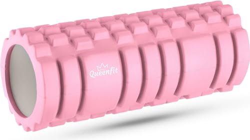 Rodillo de masaje para fascia de hasta 120 kg, eficaz para entrenamiento funcional, rodillo de masaje para automasaje de piernas y espalda, promueve la circulación sanguínea y la regeneración (rosa)