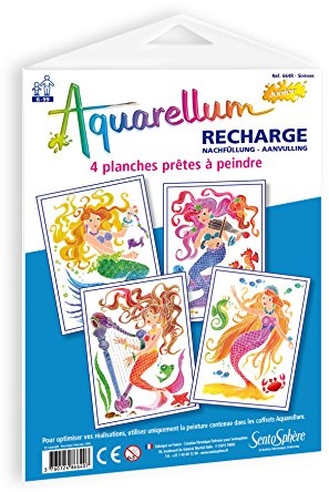 Sentosphère - RICARICA ACQUARELLUM JUNIOR - SIRENES - Ricarica Carte Aquarellum - Kit pittura - Pittura acquerellabile magica - a partire dai 6 anni - Made in France