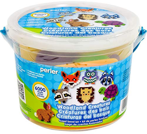Perler - Woodland Creatures Activity Bucket - Fused Bead Kit Beads for 6 Plus - Small Bucket - 6000 Beads - Kids Toys
