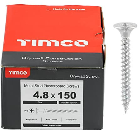 TIMCO BZP PH2 Philips Drywall Screws - 4.8 x 150 - Zinc - Box of 100