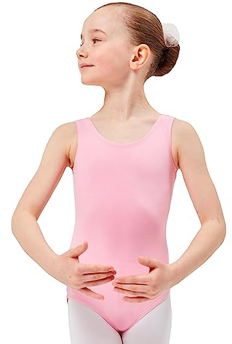 tanzmuster Ballettanzug Mädchen ärmellos - Lissy - weiche Baumwolle - Ballettbody Kinder Ballett Trikot - rosa, 116/122