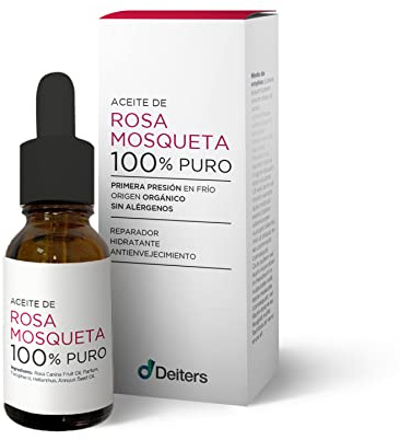 DEITERS - Aceite Rosa Mosqueta Puro, Rosa Mosqueta para Cicatrices, Reductor de Cicatrices, Quita Manchas, Frasco Cristal Cuentagotas 15 ml