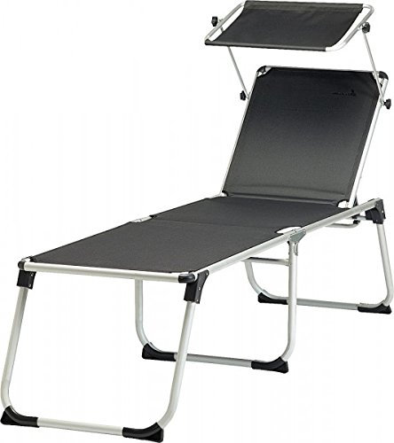 NEU 48 cm - HOHE STRAND - CAMPING - FREIZEIT- LIEGE - DREIBEIN OUTDOOR LIEGE mit SONNENDACH - DUNKELGRAU - STABIELO bequeme klappbare transportable LIEGE aus ALUMINIUM als CAMPINGBETT - STABIELO Belastung ca. 120 Kilo - Holly ® Produkte STABIELO - AUSFÜHRUNG EXKLUSIV -