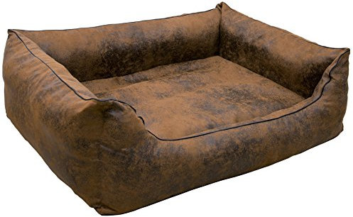 CopcoPet Hundebett Emma Orthopädisch Antik Braun 100 x 80cm – Wildlederoptik, waschbar & pflegeleicht – Erhöhtes Hundekörbchen mit Visco-Liegefläche – Für mittelgroße Hunde, gelenkschonend & bequem
