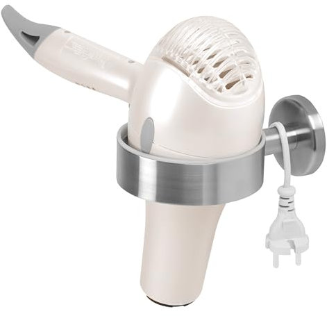 bremermann Bad-Serie Piazza - Haartrocknerhalter, Fönhalter, für kleine und große Föhns geeignet, schafft Ordnung im Badezimmer, aus Edelstahl matt