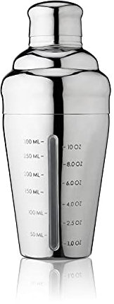 True 3073 Vista-14 oz Measured Cocktail Cobbler Shaker with Cap and Strainer, Stainless Steel