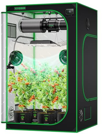VIVOSUN Grow Tent 120x120x200 cm (48x48x80), Made of Highly Reflective Mylar, with Viewing Window and Base Tray for Hydroponics and Indoor Growing, S448, Suitable for VS4000/VSF4300