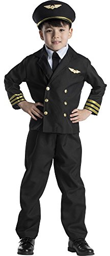 Dress Up America Pilot Costume for Boys and Girls - Airline Captain Uniform for Kids - Role Play Dress Up for Children