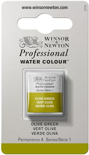 Winsor & Newton Acuarela Profesional - Pintura de Acuarela, Alta Luminosidad, Resistente a la Luz, Calidad de Archivo, 1/2 Godet, Color Verde Oliva