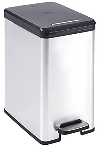 CURVER DECO Bin SLIM 25L Abfalleimer, Plastik, schwarz/silber metallic, 39 x 25 x 45 cm
