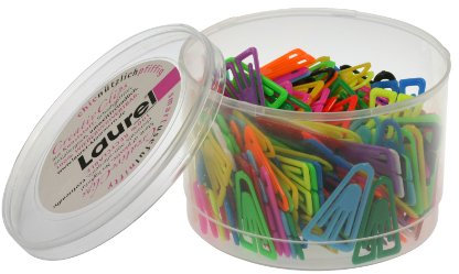 Laurel 503123 Büroklammer Plastiklips aus Polystyrol, 35 mm,Dose,grund/leuchtfarbigsortiert