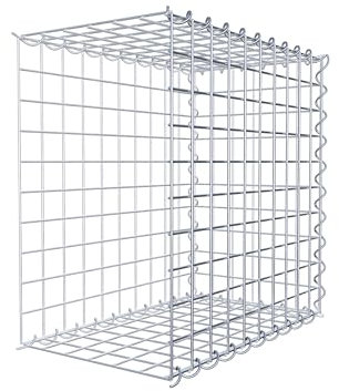GABIONA Cesta de piedra de gavión rectangular, malla de 5 x 5 cm, profundidad de 30 cm, cesta de cultivo tipo 2, cierre de espiral, galvanizado (50 x 50 x 30 cm)