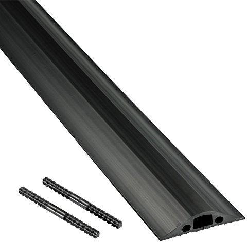 D-Line 9m Linkable Floor Cable Protector, Heavy Duty Cable Cover, Protect Wires & Prevent Cable Trips, Cable Management Solution - 9m Length, Cable Cavity = 14mm (W) x 9mm (H) - Black
