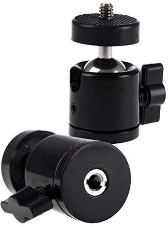 Photecs® Mini Stativkopf Kugelkopf Basic V2 (Tripod Mini Ball Head) mit 3/8 & 1/4-Anschluss, montiert um 360° drehbar, 1 Stück