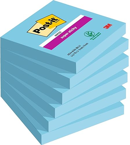 Postit 76 x 76 mm superklibbiga anteckningar – fuchsia (paket med 6)-P Mediterranean Blue