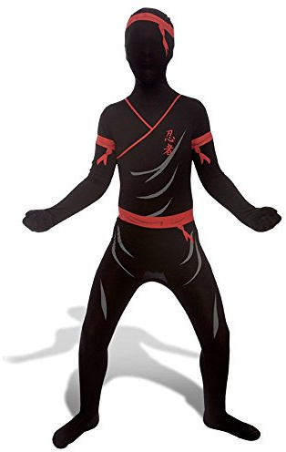 Morphsuits - CS96009/M - Seconde peau morphsuit enfant ninja noir taille m