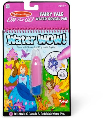 Melissa & Doug Water Wow! Libro Magico da Colorare con Pennello ad Acqua – Tema Favole, Gioco Educativo da Viaggio per Bambini, 3+ Anni - Certificati FSC