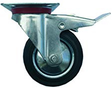 KIPPEN 1602B Ruota Industriale MM.125 con Piastra Girevole e Freno, Nero-Grigio