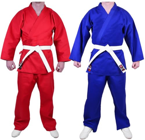MAR | Blue Karate Gi with FREE belt, Stylish Traditional Student Uniform, Martial Arts Uniform, Kids Karate Suit | Men & Women; Kids & Adult Sizes | 8oz Fabric Suit + FREE Karate Belt (0/130)