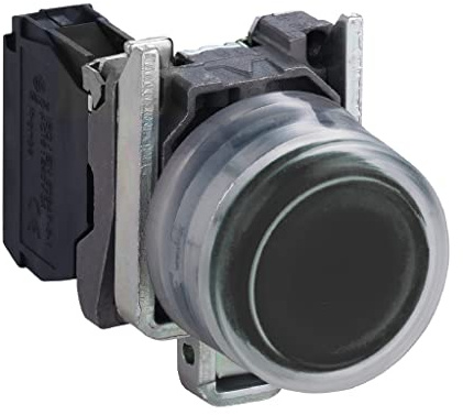 Schneider Electric Harmony XB4 - Booted Push Button Switch, Metal, Spring Return, 1NO, 22 mm Mount, Unmarked, Projecting Operator Profile, XB4BP21, Black