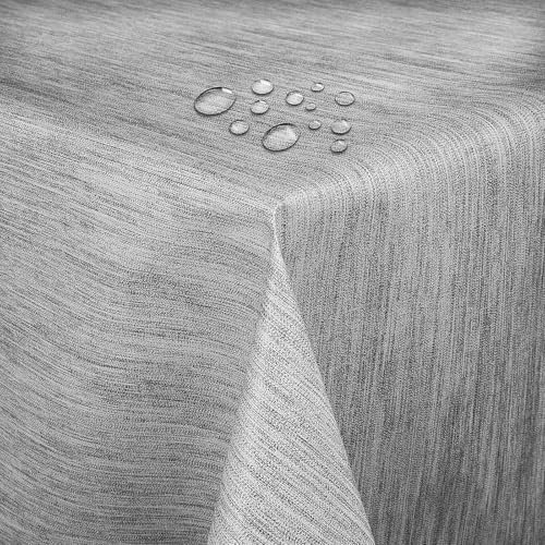 Wachstuch Wachstischdecke Gartentischdecke Tischdecke Robuste Leinen Prägung Hellgrau Breite & Länge wählbar 100 x 100 cm Leinenstruktur Leinenoptik abwaschbar