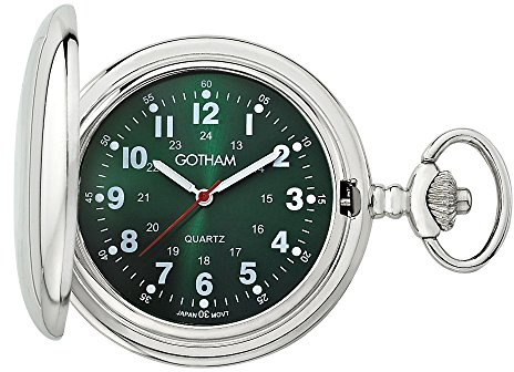 Gotham Men's Silver-Tone Polished Finish Covered Quartz Pocket Watch # GWC15042SG