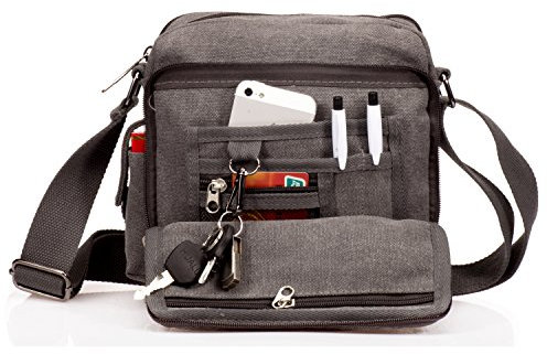 Outreo Canvas Umhängetasche Herren Schultertasche Kleine Herrentaschen Vintage Messenger Bag Taschen für Schule Kuriertasche Tablet Segeltuchtaschen Reisetasche Sport Werkzeug Taschen sporttasche