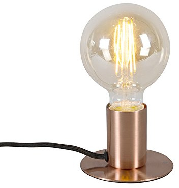 Qazqa - Design Romantische Tischlampe Kupfer - Facil I Schlafzimmer I NachtNachttischlampe | Tischleuchte - Stahl Zylinder - LED geeignet E27