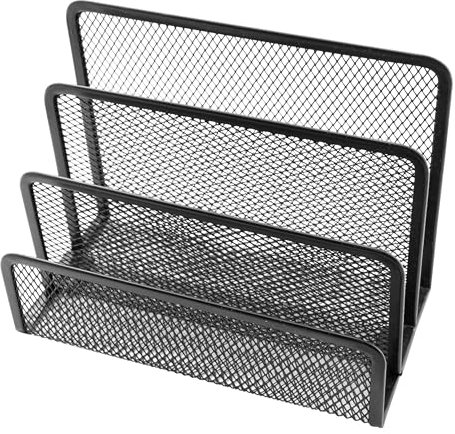 D.RECT Schreibtisch Organizer, Briefständer mit 3 Fächern Schreibtisch Ordner Organizer Briefhalter Metall Zeitschriftenständer Buchständer für Schule und Büro, Schwarz