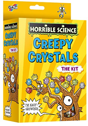 GALT Creepy Crystals – Horrible Science Kit with 3 Fun Hands-On Experiments | National Curriculum STEM Toys with Tree Growing Mould, Seed Crystal, Limestone Rock, More – Educational Toys for 8+ Year Olds