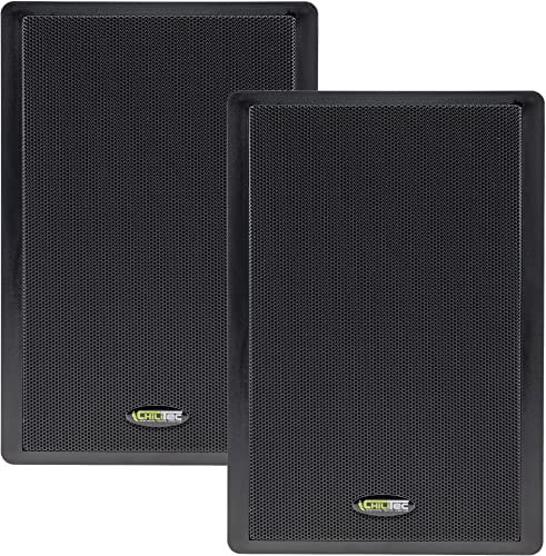ChiliTec Wandlautsprecher Flatpanel-Lautsprecher 2-Wege 40Watt Paar / 2 Stück 37mm flach Aufbau-Lautsprecher für Wandmontage Schwarz
