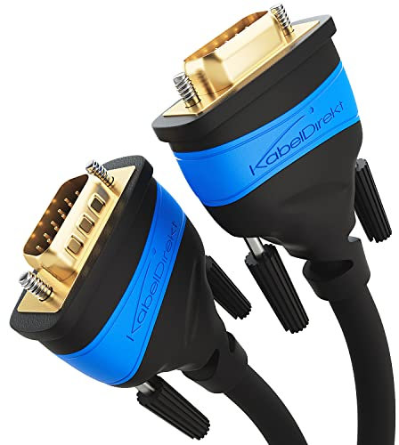 KabelDirekt – 1,5m – VGA Monitor Kabel für maximale Bildqualität durch hochreine Kupferleitungen (Full HD, VGA-Stecker auf Stecker, verbindet PC mit Bildschirm/Beamer/Projektor, D-Sub 15, schwarz)