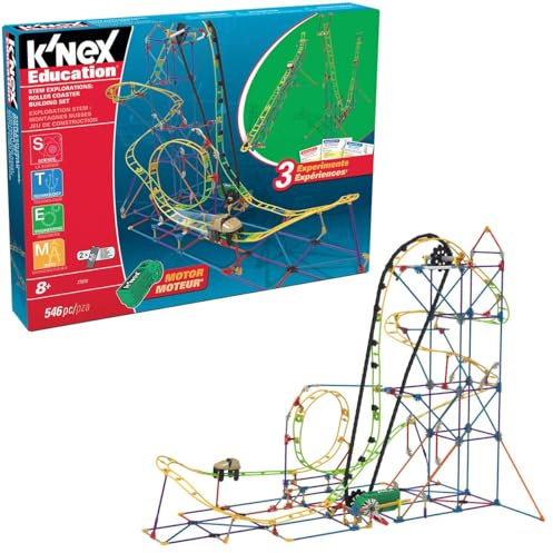 MINT-Forschung Achterbahn-Baukasten, K'NEX Bildung, Basic Fun, 77078, MINT-Lernset mit 546 Teilen, Lernspielzeug für Kinder, Konstruktionsspielzeug für Jungen und Mädchen Ab 8 Jahren