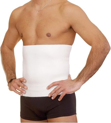 BODYPERFECT Fascia Lana Pancera Elastica Contenitiva Unisex Offre Protezione Addominale e Lombare Lana Termica Made In Italy (3XL, Bianco)