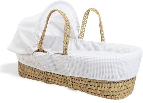 Clair de Lune Babykorb mit Waffelpalme, 75 x 28 cm, Weiß