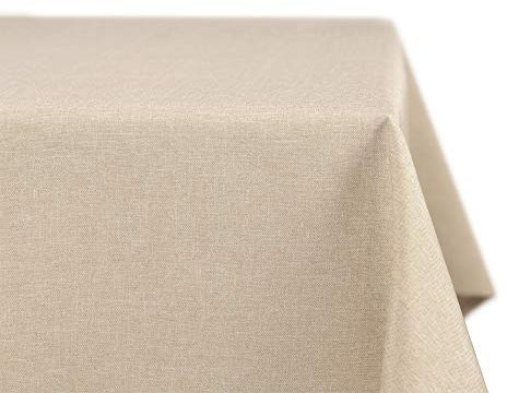 BEAUTEX fleckenabweisende und bügelfreie Tischdecke - Tischtuch mit Lotuseffekt - Tischwäsche in Leinenoptik, Eckig 110x110 cm, Sand