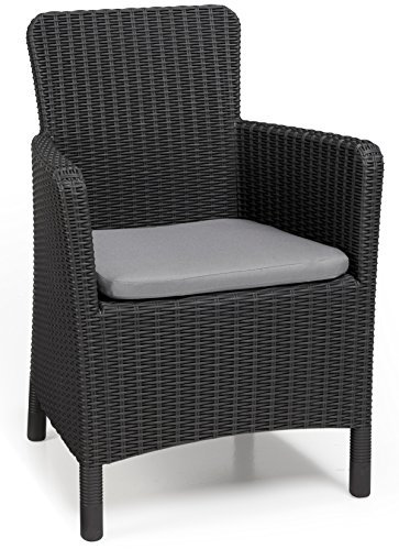 Allibert by Keter Gartensessel Trenton, graphit, inkl. Sitzkissen, Kunststoff, runde Rattanoptik