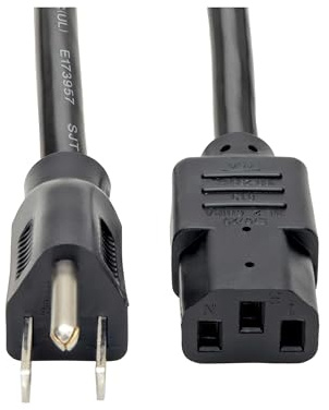 Eaton Tripp Lite Series 15 Amp Standard 10ft Computer Power Cord for PC, Monitor, Laptop & More | UL Listed, Heavy Duty 14 AWG, 5-15P to IEC C13, Replacement 3 Prong AC Power Cable (P007-010)