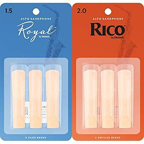 Royal Blätter für Altsaxophon Stärke 1.5 (3 Stück) + RICO Blätter für Altsaxophon Stärke 2.0 (3 Stück) Bundle