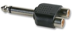 Aptii 6.35mm Mono Jack Male to 2 x RCA Phono Female