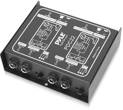 Pyle Passive DI Box, Audio Hum Eliminator, 6.35mm to XLR Converter, Guitar Audio Interface for Home Studio, Music Production, Sound Card, Audio DAC, Compatible with M-Audio Interface