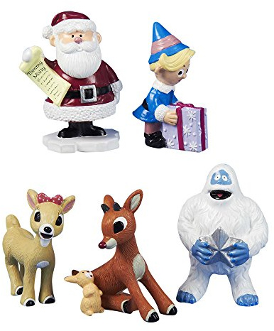 Kurt Adler Polyresin Rudolph the Red-Nosed Reindeer Figurine, Set of 5