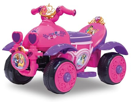 Kid Trax Toddler Disney Princess Electric Quad Ride On Toy, Kids 1.5-3 Years Old, 6 Volt Battery and Charger Included, Max Weight 45 lbs, Princess Pink