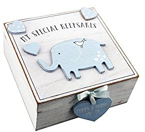 Petit Cheri Baby Boy wooden Memories Keepsake Box Vintage Style