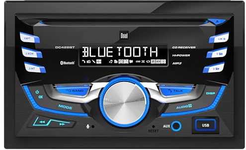 Dual Electronics DC426BT Multimedia Double DIN Car Stereo with Built- in CD/MP3 Player & Bluetooth | 3.7 inch LCD Display