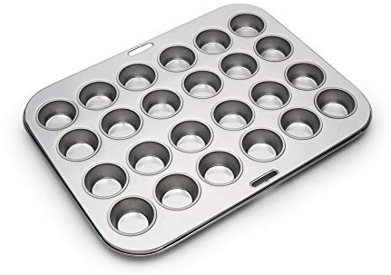 Fox Run Mini Muffin and Cupcake Pan, 24 Mini Cups, Stainless Steel Baking Pan, 10.5 x 13.75 x 1.5 inches,